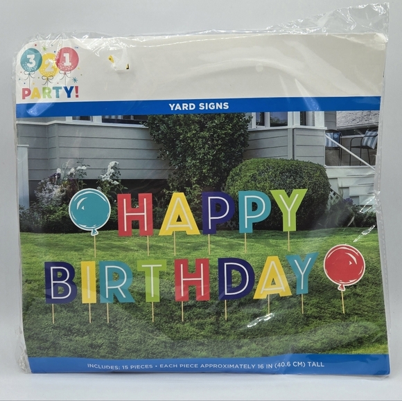 321 Party! Colorful Happy Birthday Yard Sign 15 pc - Picture 3 of 7